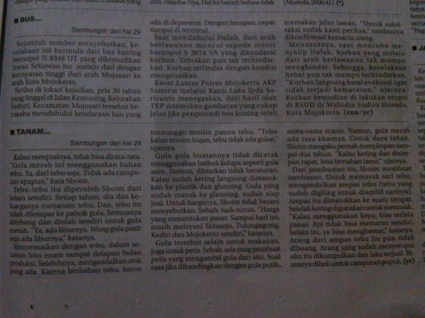 Sambungan Berita _ UD. Mugi Lancar diliput oleh Koran Radar Mojokerto. Edisi Jum'at, 18 Mei 2012, halaman 39.